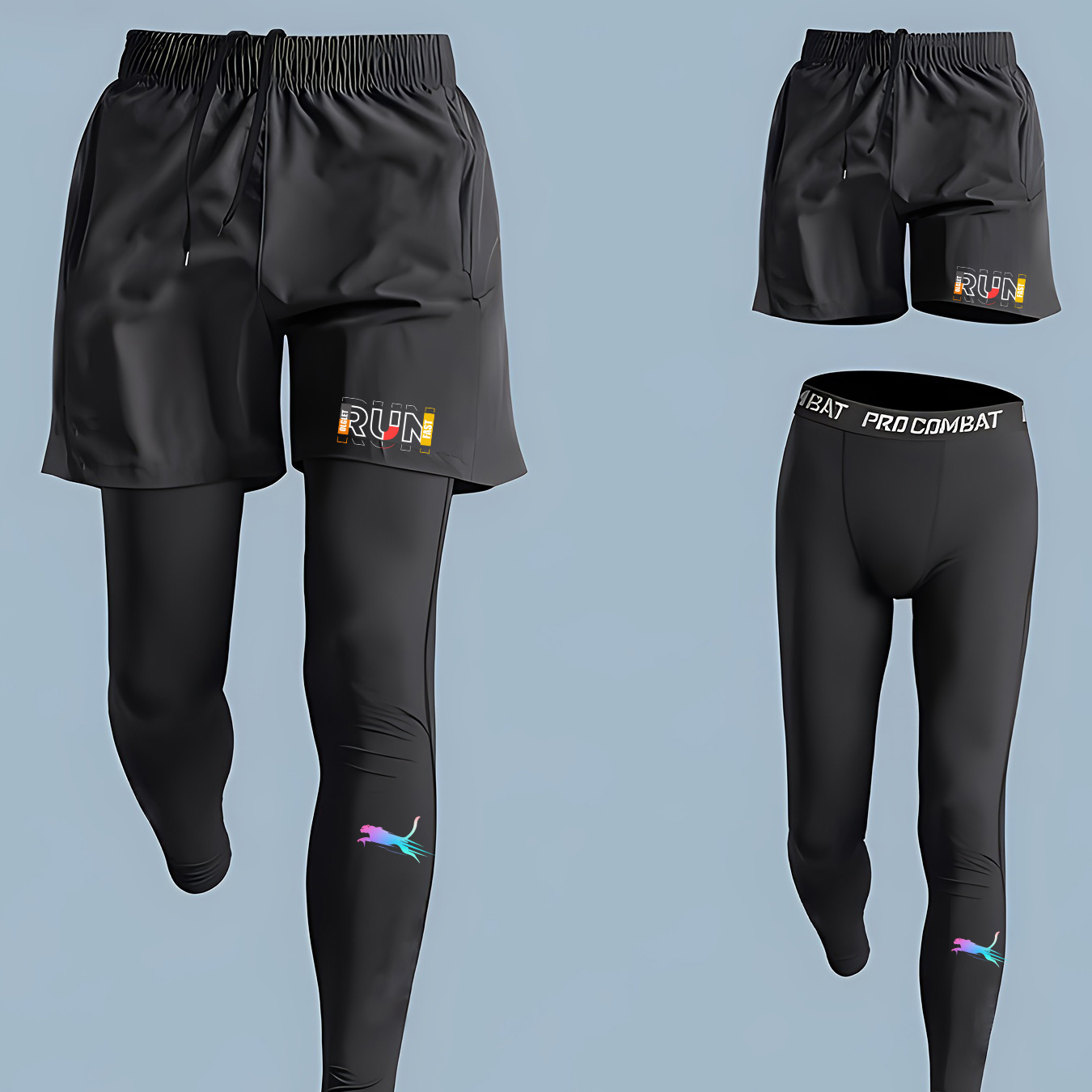 Men's Running Jogging 2 Piece  - Compression Shorts Athletes ulasan dan harga